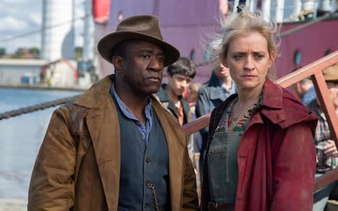 Lucian Msamati and Anne-Marie Duff - Credit: BBC