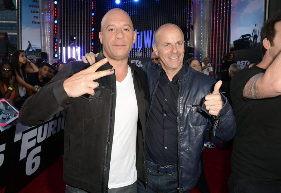 UNIVERSAL CITY, CA - MAY 21:  Actor Vin Diesel and producer Neal Moritz arrive at the premiere of Universal Pictures' "Fast & Furious 6" at Gibson Amphitheatre on May 21, 2013 in Universal City, California.  (Photo by Kevin Winter/Getty Images)