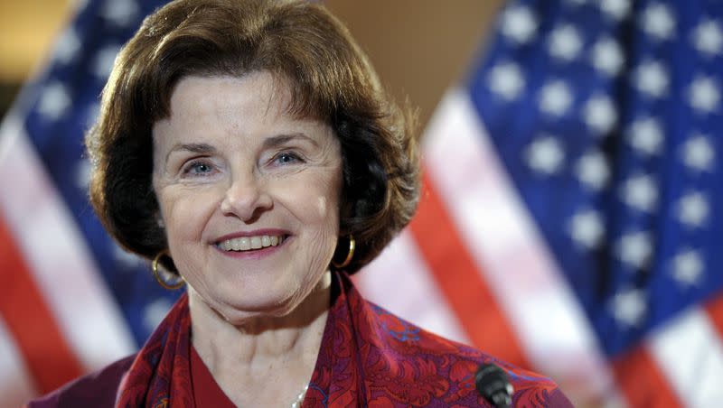 Sen. Dianne Feinstein, D-Calif., smiles after announcing the introduction of a Senate bill to repeal the Defense of Marriage Act, on Capitol Hill in Washington in2011. Feinstein has died at age 90.