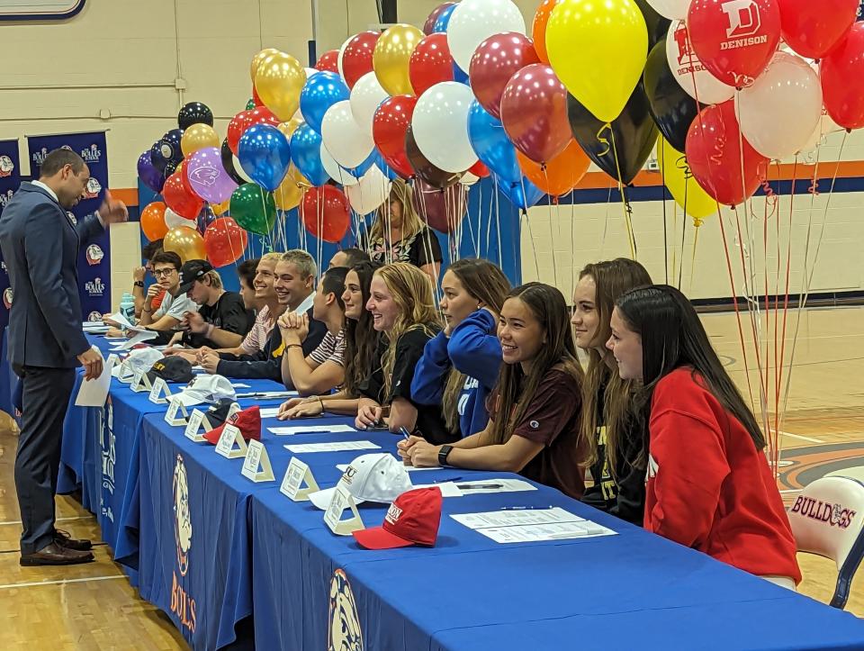 Bolles School athletes line up to sign during Fall Signing Day for high school sports on November 8, 2023. [Clayton Freeman/Florida Times-Union]