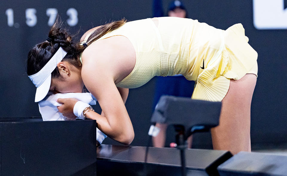 Emma Raducanu, pictured here during her loss at the Australian Open.