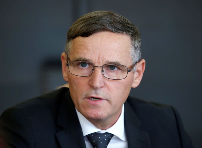 FILE PHOTO: Andrej Bertoncelj, Slovenian finance minister candidate, speaks at the parliament in Ljubljana