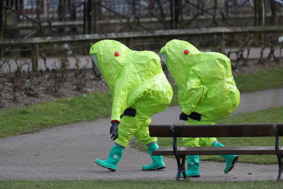 Forensic specialists seen outside Mr Skripal's Wiltshire home (Andrew Matthews/PA)