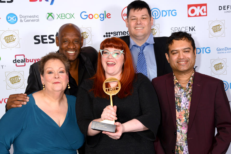 Anne Hegerty, Shaun Wallace, Jenny Ryan Mark Labbett and Paul Sinha pose with the award for Daytime Programme during the 2019 ‘TRIC Awards’ held at The Grosvenor House Hotel on March 12, 2019 in London, England. (Photo by Dave J Hogan/Dave J Hogan/Getty Images)