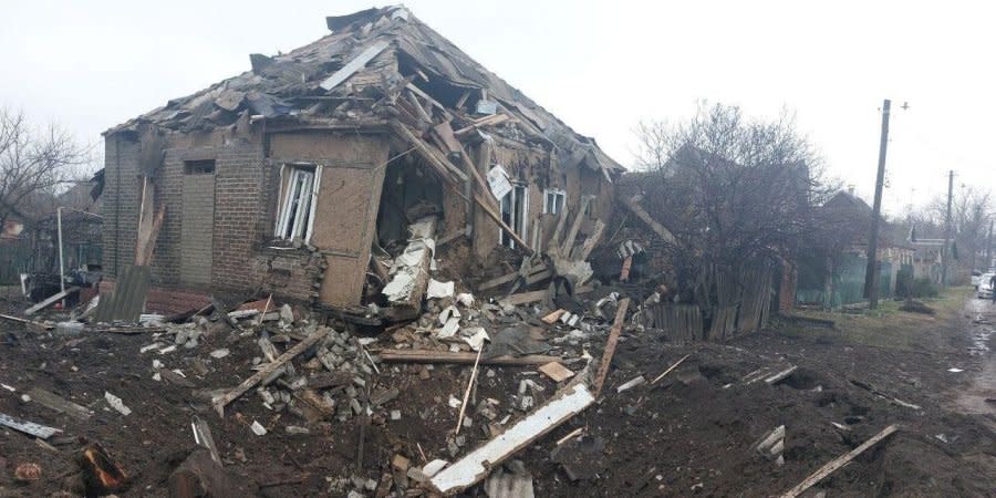 A house damaged by shelling in Kramatorsk