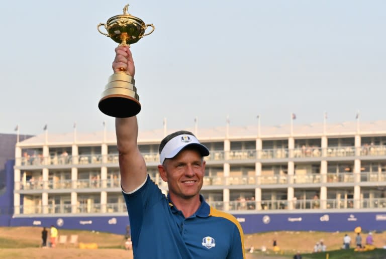 Luke Donald celebrates winning the 2023 Ryder Cup in Italy