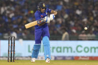 India's Shubhman Gill plays a shot during the second one-day international cricket match between India and New Zealand in Raipur, India, Saturday, Jan. 21, 2023. (AP Photo/Aijaz Rahi)