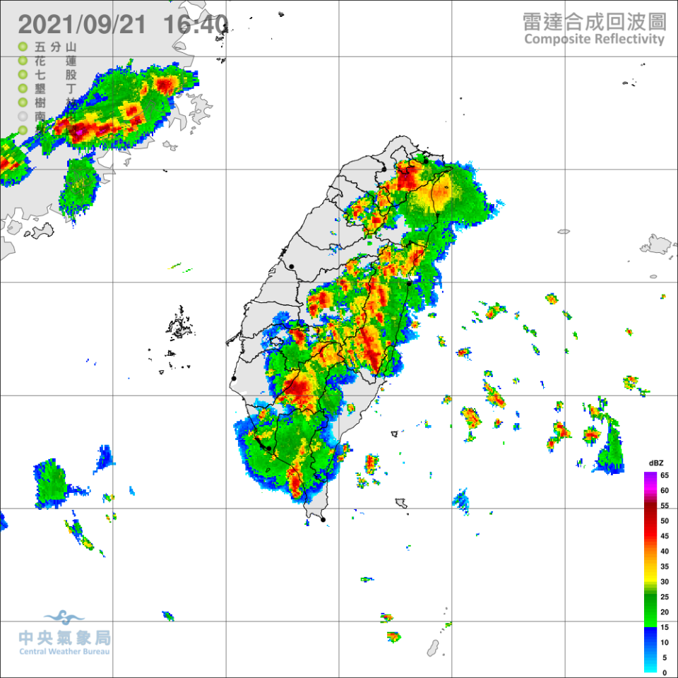 午後對流發展旺盛，氣象局發布豪雨特報，今(21)日宜蘭縣山區及屏東縣有局部大雨或豪雨。   圖：氣象局/提供