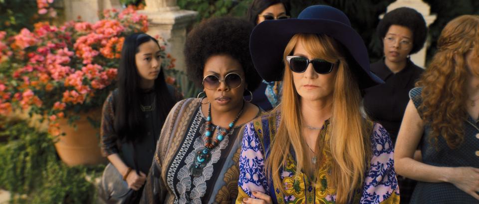 Amber Chardae Robinson is Virginia (left) and Laura Dern is Linda in Season 1, Episode 7 of "Palm Royale" on Apple TV+.