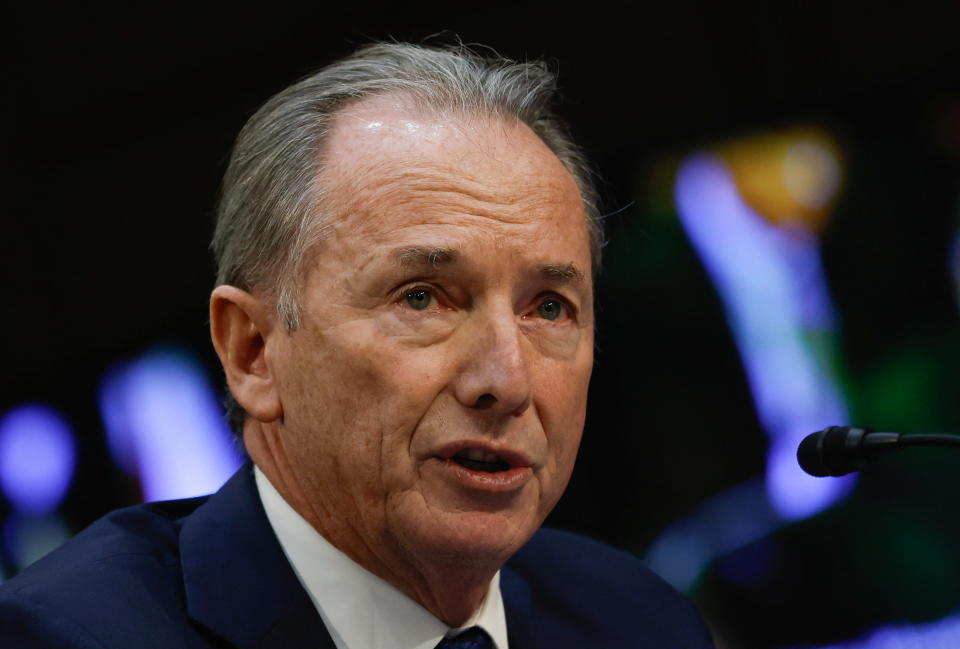 Chairman and CEO of Morgan Stanley James Gorman speaks during the U.S. Senate Banking, Housing and Urban Affairs Committee oversight hearing on Wall Street firms, on Capitol Hill in Washington, U.S., December 6, 2023. REUTERS/Evelyn Hockstein