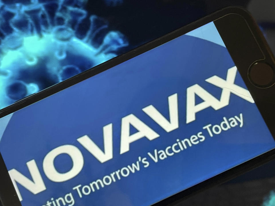 Photo by: STRF/STAR MAX/IPx 2021 1/29/21 Novavax says their two-shot vaccine for COVID-19 shows an efficacy rate of 89.3% in a major Phase 3 clinical trial and was highly effective against a variant first identified in the U.K.. STAR MAX Photo: Novavax logo and COVID-19 virus images photographed off Apple devices.