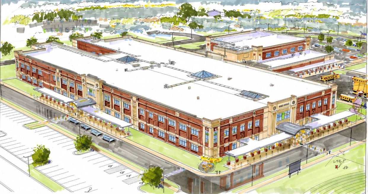 Rendering of the soon to be W.P. Grier Middle School, to be completed in 2025 in Gastonia.