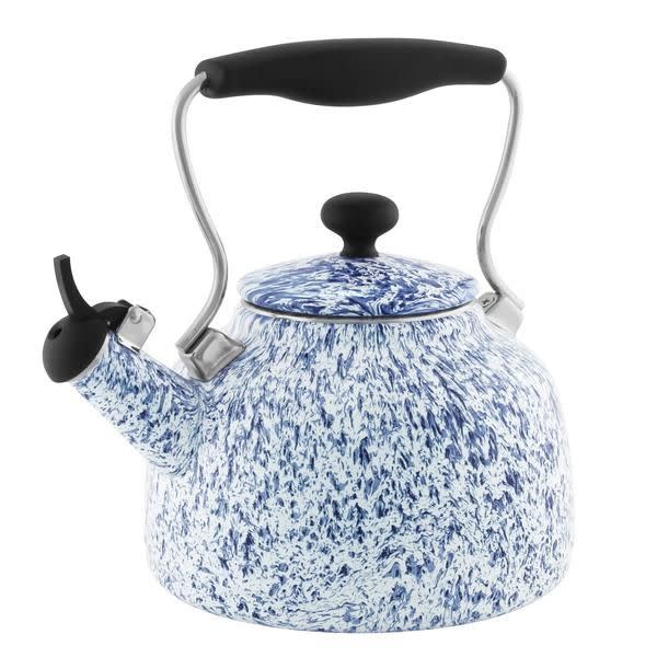 <p><strong>Chantal</strong></p><p>chantal.com</p><p><strong>$59.95</strong></p><p><a href="https://chantal.com/collections/kettles/products/limited-edition-vintage-teakettle-cobalt-blue-spatter" rel="nofollow noopener" target="_blank" data-ylk="slk:Shop Now;elm:context_link;itc:0;sec:content-canvas" class="link ">Shop Now</a></p><p>This limited-edition kettle will make her feel appreciated and at ease. The spout has a nostalgic one-tone whistle that blows when it's ready to pour. </p>