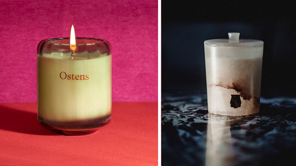 Ostens Illumination Rose candle; Cire Trudon's alabaster candle ($260).