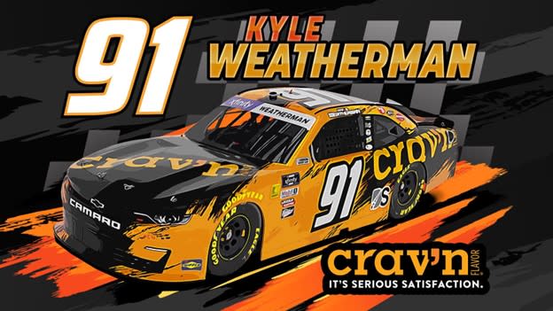 DGM Racing's Kyle Weatherman will drive the No. 91 Crav'n Flavor Chevrolet at this weekend's Food City 300 and next weekend's race at the Kansas Speedway.