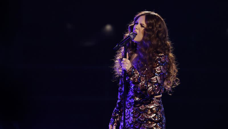 Mara Justine performs on “The Voice.” Justine is a top five finalist on Season 24 and is headed to the finale. 