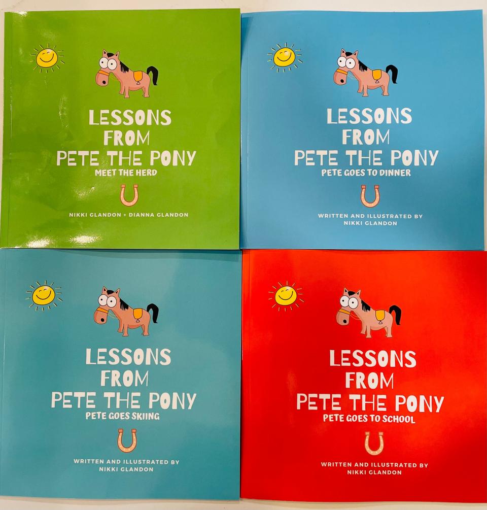 The covers of four Lessons for "Pete the Pony" books written by Nikki Glandon.