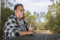 Marcella Washington, a plaintiff in a local gerrymandering case, speaks in Jacksonville, Fla., Jan. 18, 2023. A protracted legal fight over how city council districts were drawn in Jacksonville, Florida, reflects an aspect of redistricting that often remains in the shadows. Political map-drawing for congressional and state legislative seats captures wide attention after new census numbers are released every 10 years. No less fierce are the battles over the way voting lines are drawn in local governments, for city councils, county commissions and even school boards. (AP Photo/Gary McCullough)