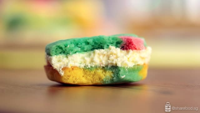 Rainbow Sandwich Cookies eaten half