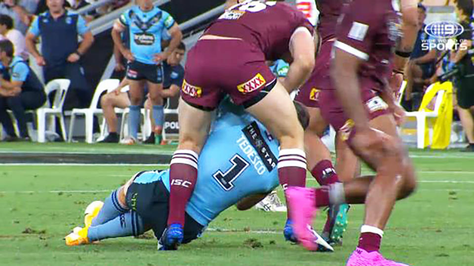 Jai Arrow, pictured here roughing up James Tedesco after he'd been heavily concussed.