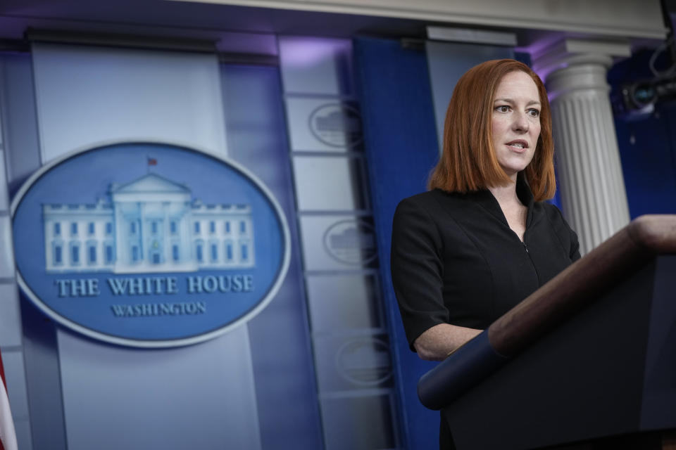 White House Press Secretary Jen Psaki speaks during the daily press briefing at the White House on March 30, 2021 in Washington, DC. (Drew Angerer/Getty Images)