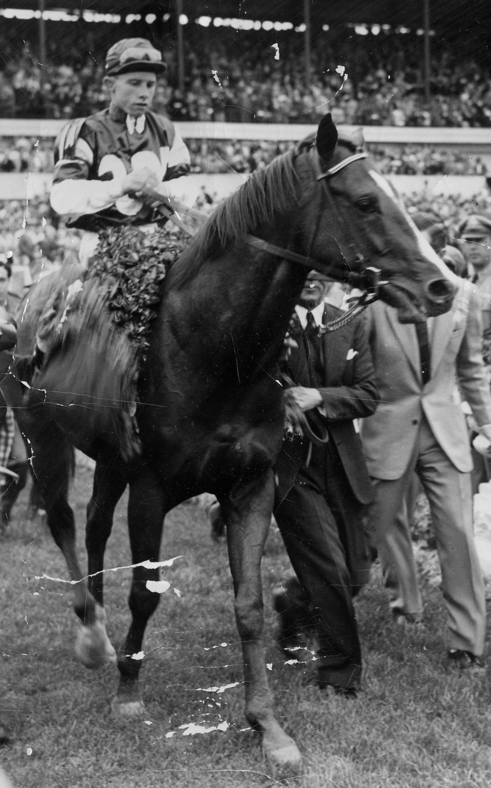 1950 Kentucky Derby winner Middleground with jockey Bill Boland.