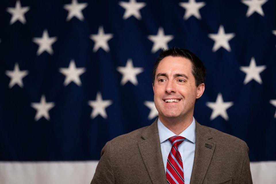 Frank LaRose, Republican candidate for Senate, attends the Columbiana County Lincoln Day Dinner in Salem, Ohio.