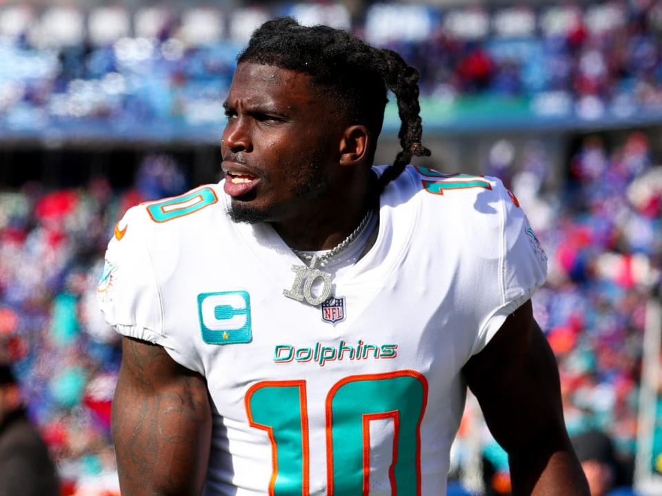 Miami Dolphins wide receiver Tyreek Hill sprinted to victory in 6.70 seconds at the USATF Masters Championships this past Saturday in his first track race since 2014. (Bryan M. Bennett/Getty Images - image credit)