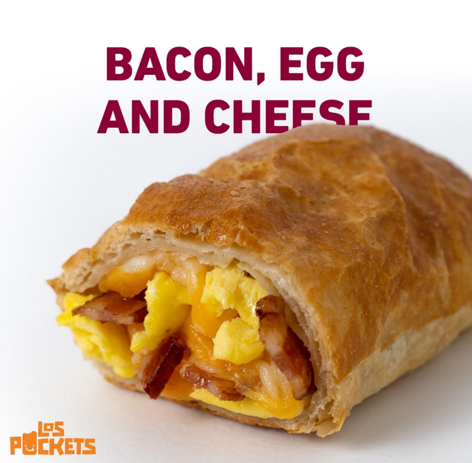 A homemade Bacon, Egg and Cheese Hot Pocket from Los Pockets.