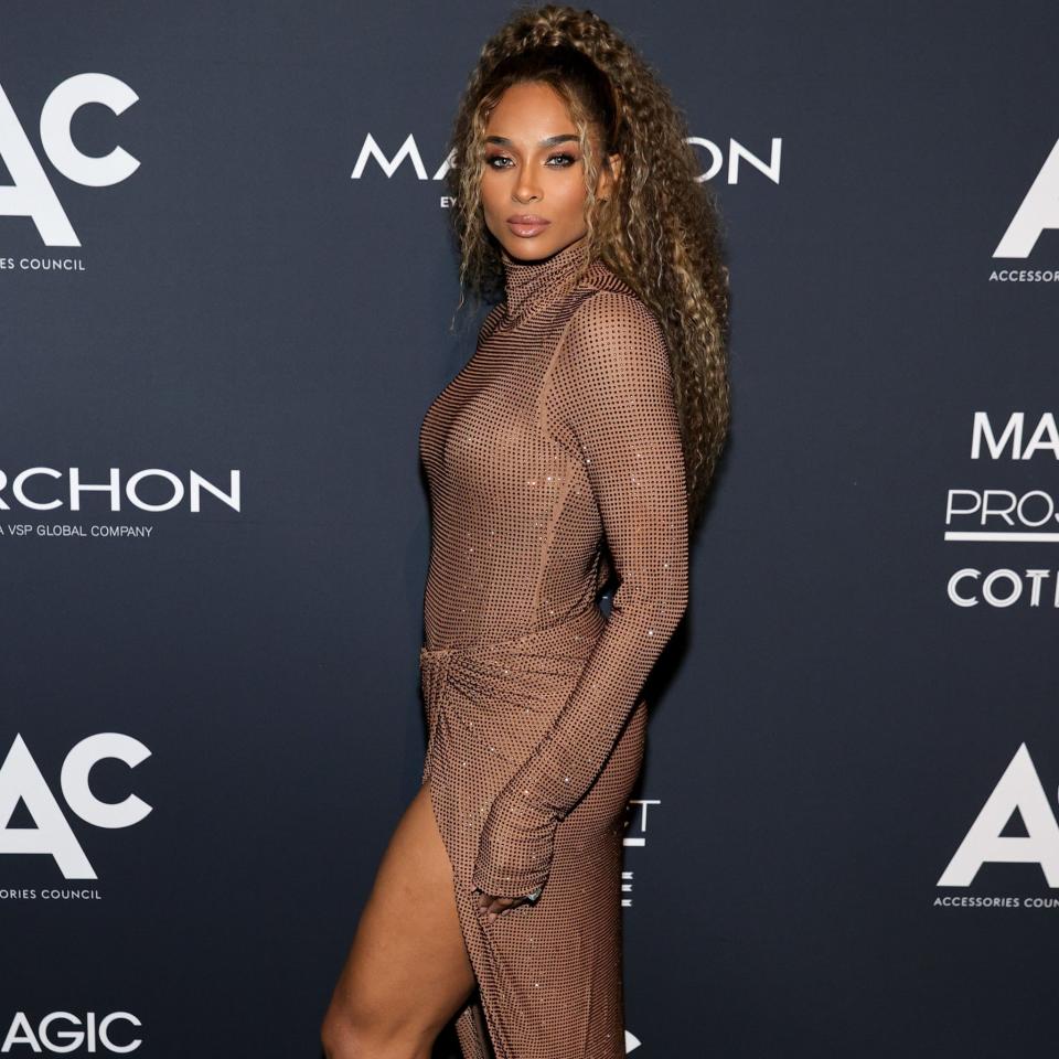 Ciara's Version of a Turtleneck? A Sexy, Rhinestone Gown With a Slit Up to  Her Hip