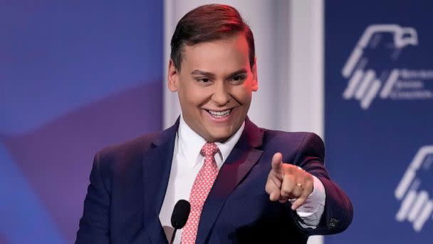 PHOTO: Rep.-elect George Santos speaks at an annual leadership meeting of the Republican Jewish Coalition, Nov. 19, 2022, in Las Vegas. (John Locher/AP, File)