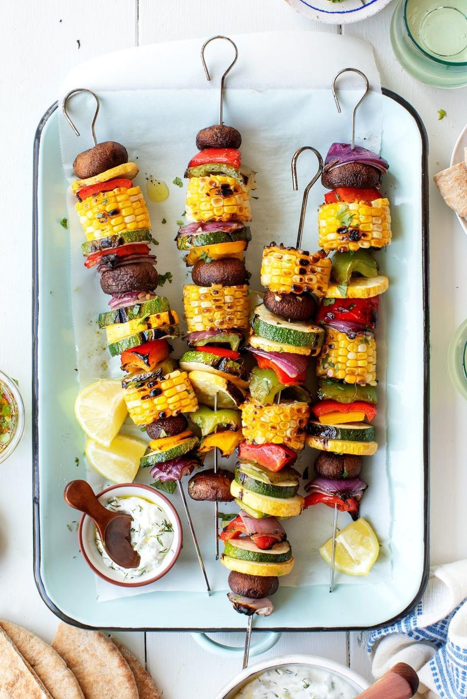 <p>These lightly charred, bite-sized veggies are easy to put together and fun to eat. Drizzle them with tzatziki, pesto, or ranch for extra flavor. </p><p><strong>Get the recipe at <a href="https://www.loveandlemons.com/grilled-vegetables/" rel="nofollow noopener" target="_blank" data-ylk="slk:Love and Lemons;elm:context_link;itc:0;sec:content-canvas" class="link ">Love and Lemons</a>. </strong></p><p><a class="link " href="https://go.redirectingat.com?id=74968X1596630&url=https%3A%2F%2Fwww.walmart.com%2Fsearch%2F%3Fquery%3Dskewers&sref=https%3A%2F%2Fwww.thepioneerwoman.com%2Ffood-cooking%2Fmeals-menus%2Fg36353420%2Ffourth-of-july-side-dishes%2F" rel="nofollow noopener" target="_blank" data-ylk="slk:SHOP SKEWERS;elm:context_link;itc:0;sec:content-canvas">SHOP SKEWERS</a></p>