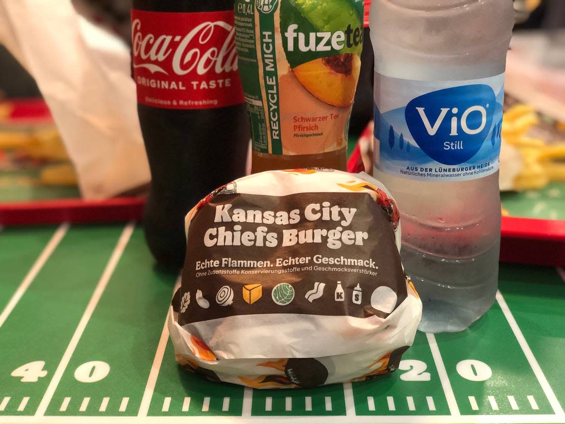 The Kansas City Chiefs Burger is sold at a Chiefs-themed Burger King in Frankfurt, Germany. Jesse Newell/jnewell@kcstar.com