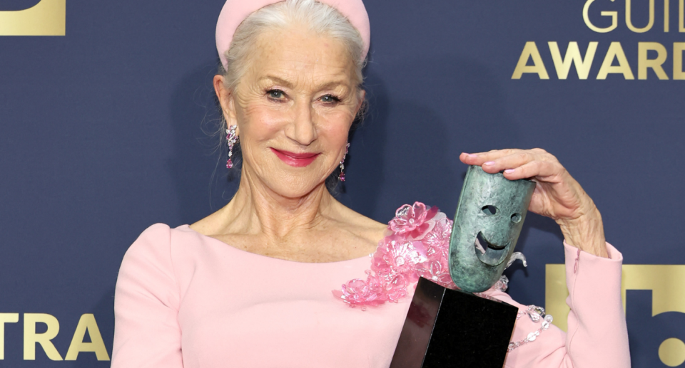 Helen Mirren was awarded the Lifetime Achievement Award at the 2022 Screen Actors Guild Awards. (Image via Getty Images)