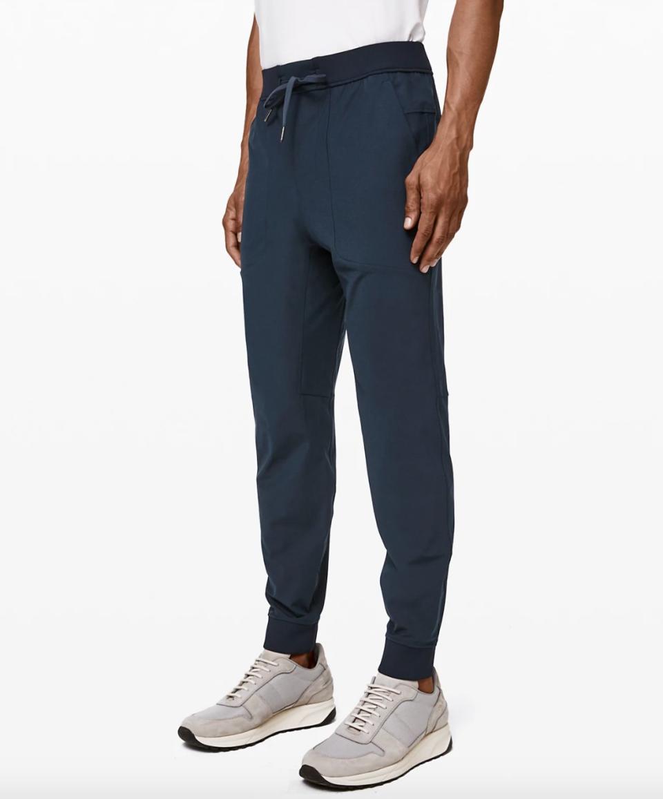 Replace all of his elastic drawstring sweatpants with <a href="https://fave.co/2R9Gb9F" target="_blank" rel="nofollow noopener noreferrer">Lululemon&rsquo;s ABC joggers﻿</a>. Reviewers love them for their comfort, so don&rsquo;t be surprised when you spot him wearing them all the time. <a href="https://fave.co/2R9Gb9F" target="_blank" rel="noopener noreferrer">Get them from Lululemon</a>.