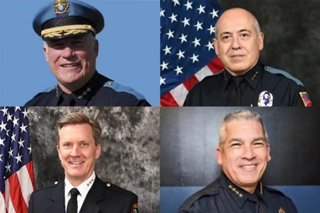 The El Paso Police Chief finalists are: Peter Pacillas, top left, Victor Zazur, top right, David Ransom, bottom right, and Steve Dye, bottom left.