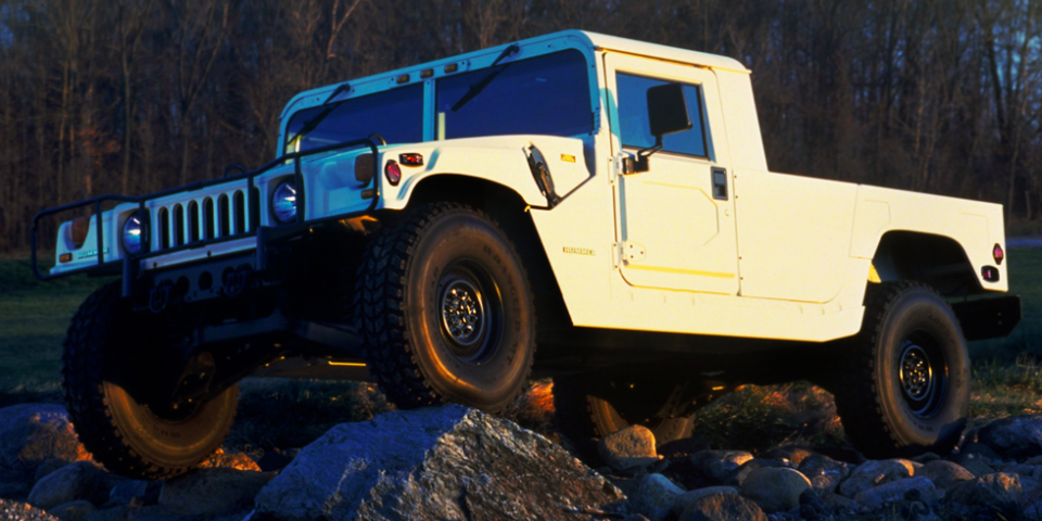 <p>Not many people know this, but you could actually get a two-door pickup version of the Hummer H1. Very few were sold, and just like the "normal" Hummer H1, it has a serious presence on the road. </p>