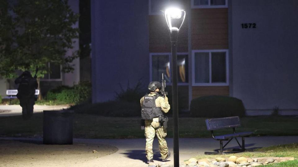 Law enforcement surrounded a San Luis Obispo apartment complex on July 1, 2024 as they attempted to negotiate with a barricaded subject. The stand-off lasted into the night.