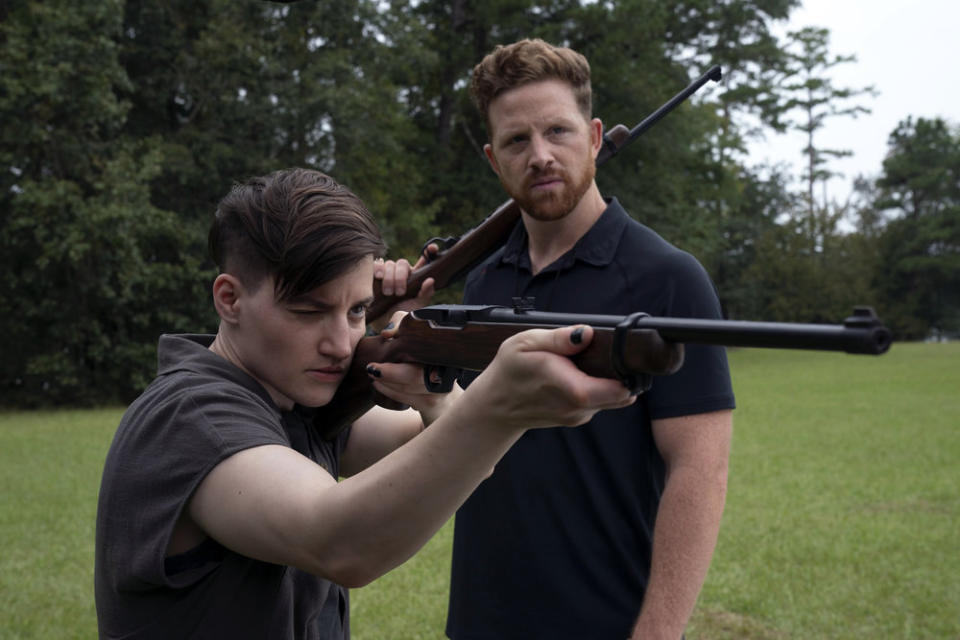 THEY/THEM -- Pictured: (l-r) Theo Germaine as Jordan, Boone Platt as Zane -- (Photo by: Josh Stringer/Blumhouse)