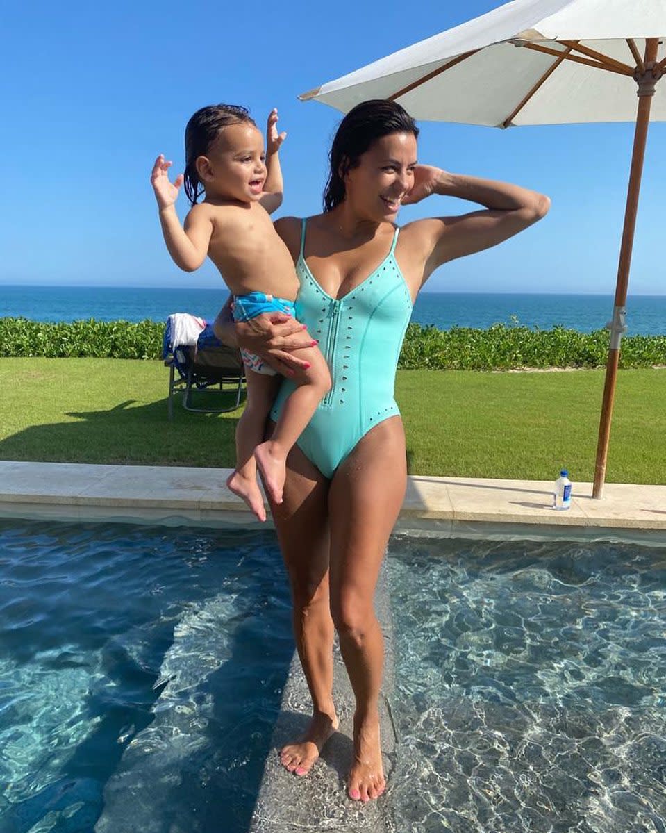 The Desperate Housewives star says she stays fit to keep up with her toddler son. Photo: Instagram/evalongoria.