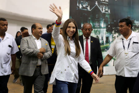 Fabiana Rosales, wife of Venezuela's opposition leader Juan Guaido participates in a rally with Venezuelans living in Peru during her visit to Lima, Peru March 23, 2019. REUTERS/Guadalupe Pardo