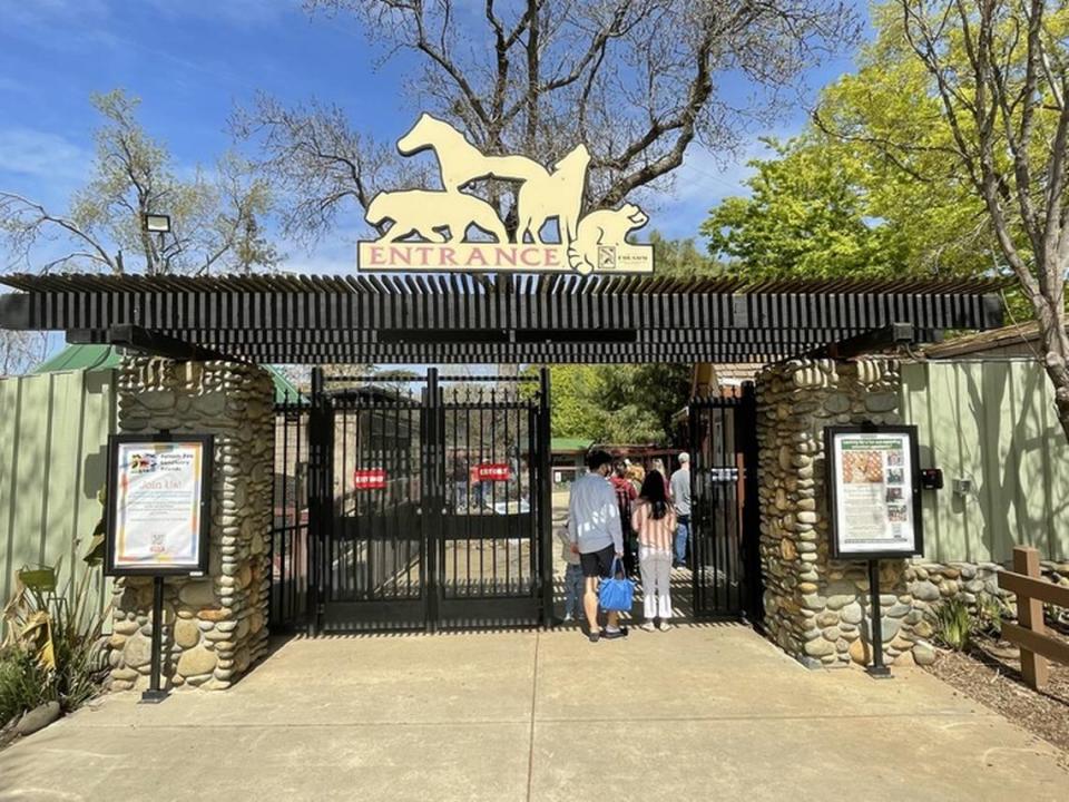 Folsom City Zoo Sanctuary entrance at 403 Stafford St. on Saturday, April 8, 2023. Brianna Taylor/btaylor@sacbee.com