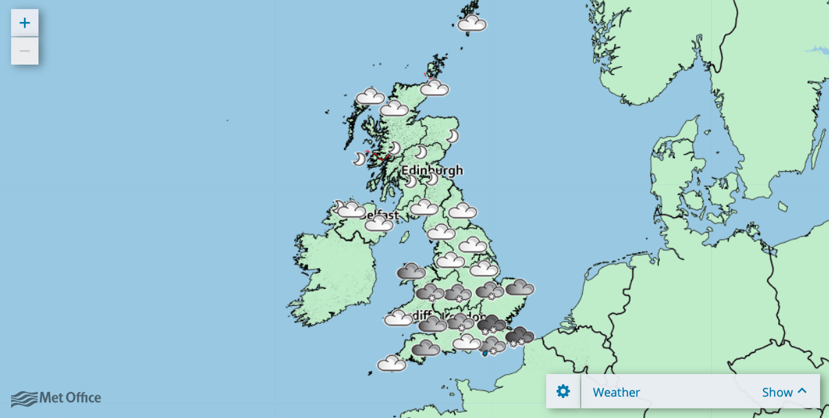 <em>More snow is predicted later on today and overnight (Met Office)</em>