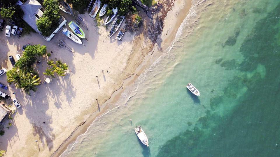 Drone image of a public beach in northern Jamaica