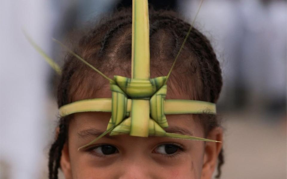 An Ethiopian Orthodox girl wears a headband.