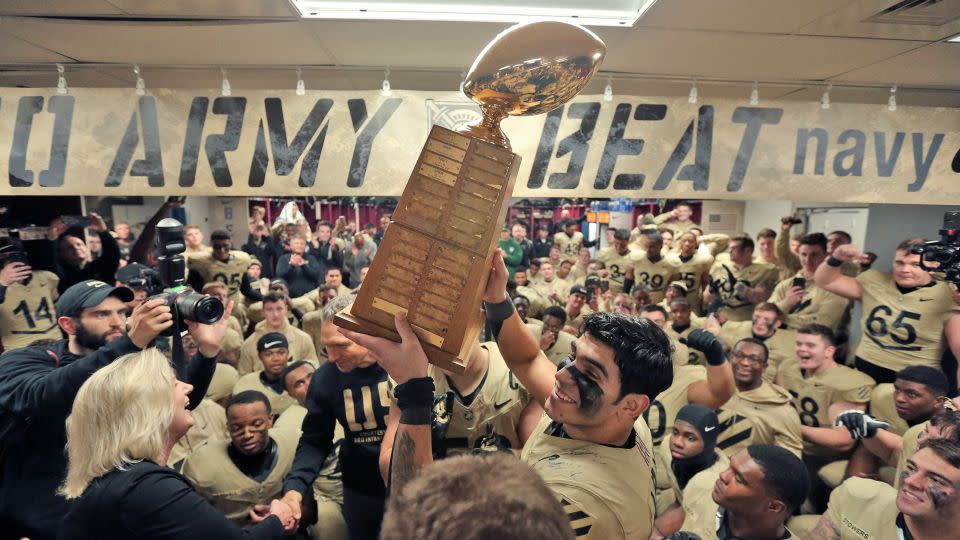 The Army Black Knights celebrate their victory. - Danny Wild/USA Today Sports/Reuters