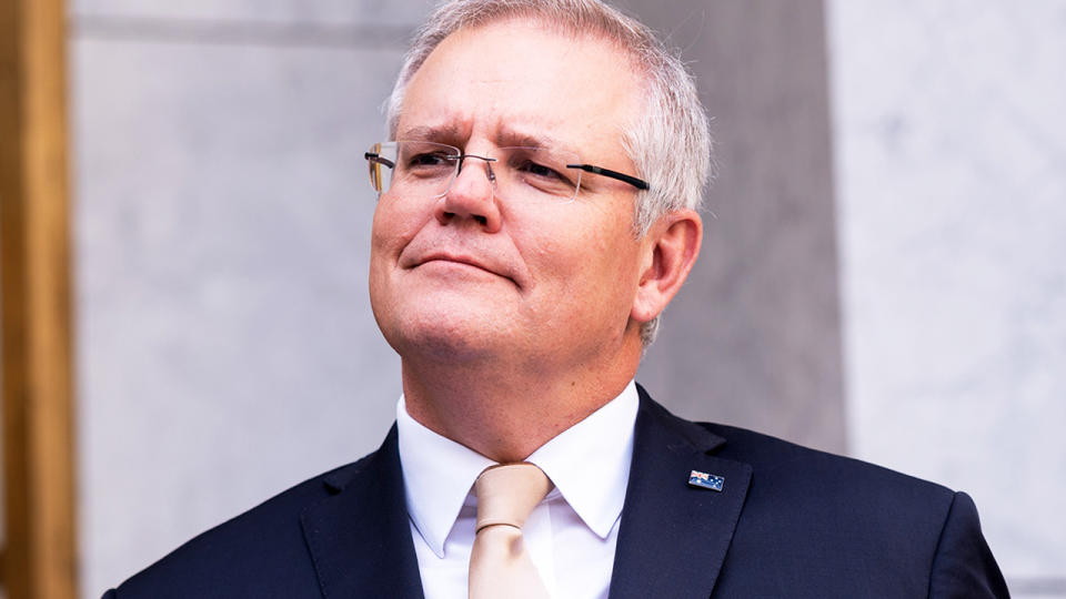 Scott Morrison, pictured here speaking during a press conference following a National Cabinet meeting in Canberra.