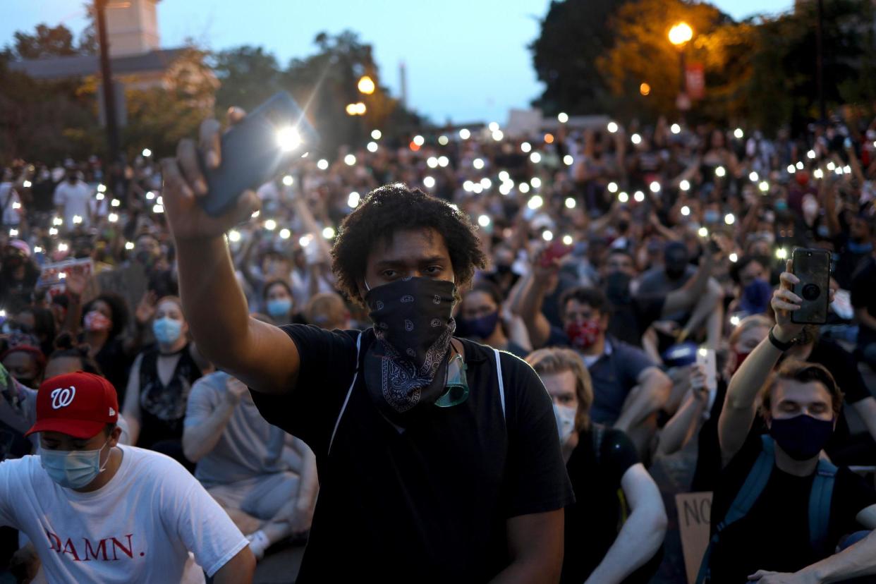 Protests over the death of George Floyd were mostly peaceful last night in Washington DC: Getty Images