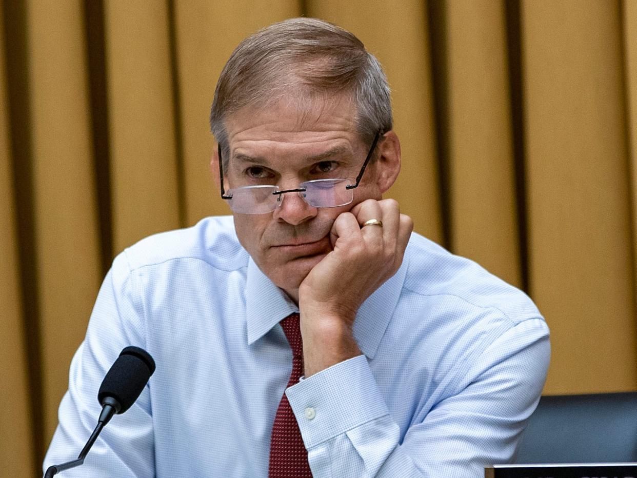 Ranking member Rep. Jim Jordan R-Ohio during a hearing of the House Judiciary Committee on Capitol Hill on July 14, 2022 in Washington, DC. The committee heard testimony on threats to individual freedoms after the U.S. Supreme Court reversed the Roe v Wade decision on abortions.