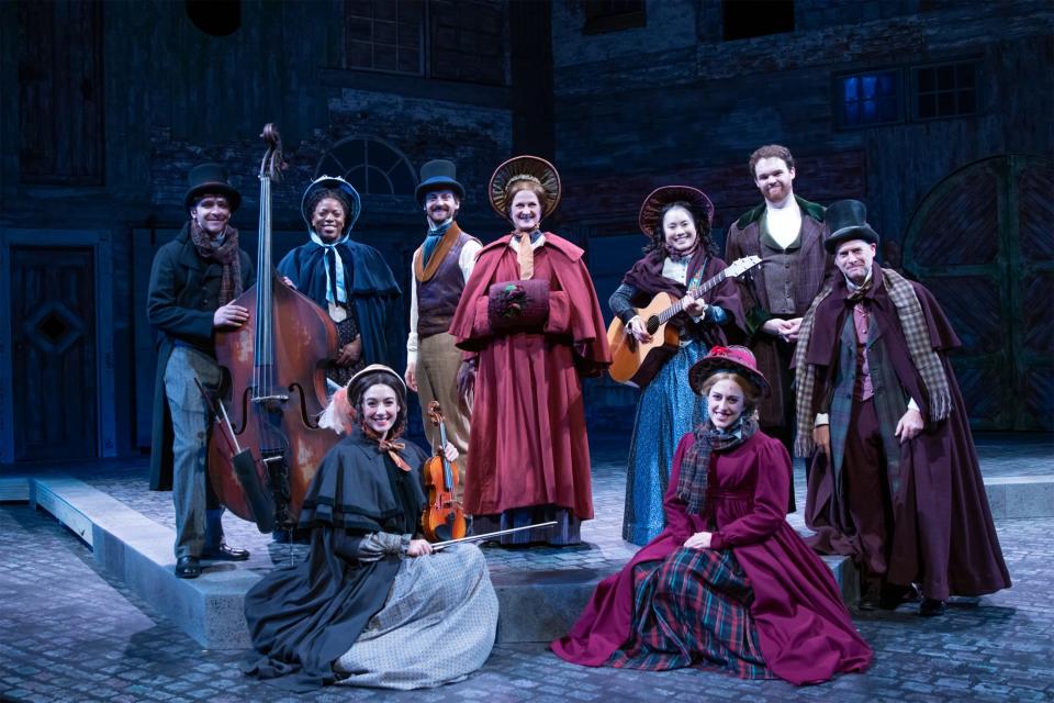 From left, cast members from Alabama Shakespeare Festival's production of "A Christmas Carol": Back Row: Harry Thornton, Adrian Kiser, Luke Sidney Johnson, Tina Stafford, Joyce Meimei Zheng, Tyler J. Martin, Christopher Gerson. Front Row: Ana Margaret Marcu, Oriana Lada.